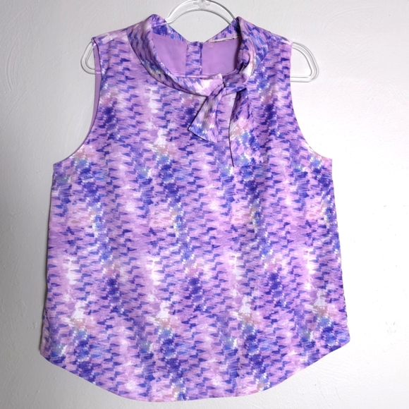Soft Surroundings Adrie Top Purple Orchid Soft TieCollar Size Large - Picture 1 of 9